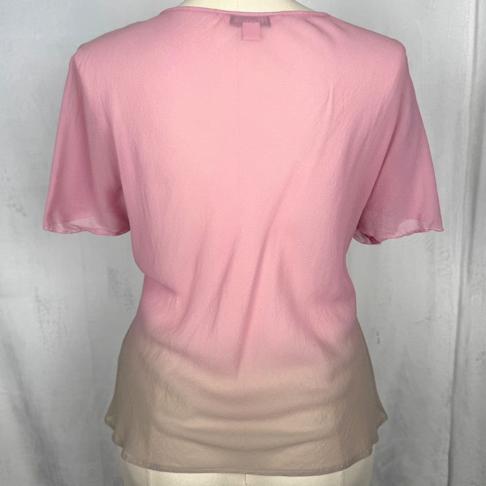 Y2K Monsoon Silk Ombre Blouse Sheer Tie Front Romantic‎ Fairy Balletcore L - Picture 3 of 6